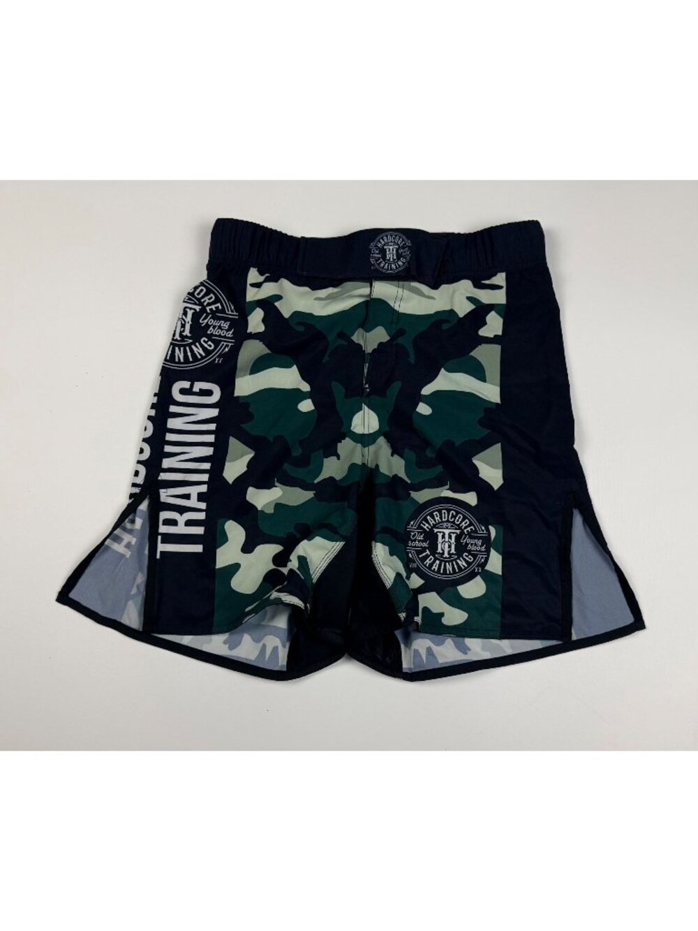 Hardcore Training Camo MMA Fight Shorts Split Hem Elastic Waistband youth Small